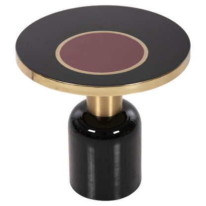Side Table Erode Hm4248.01 Metal In Black-gold-cherry Red Φ50,5x50hcm.