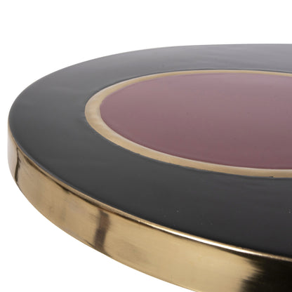 Side Table Erode Hm4248.01 Metal In Black-gold-cherry Red Φ50,5x50hcm.