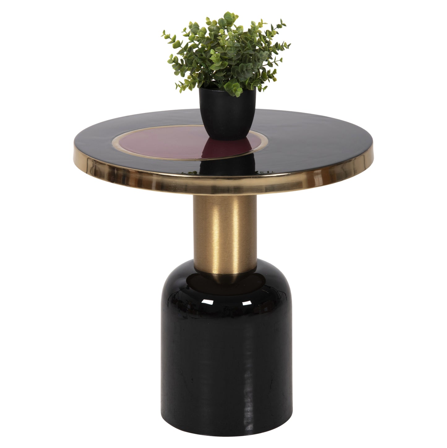 Side Table Erode Hm4248.01 Metal In Black-gold-cherry Red Φ50,5x50hcm.