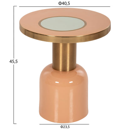 Side Table Erode Hm4249.08 Metal In Warm Pink-gold-beige Φ40,5x45,5hcm.
