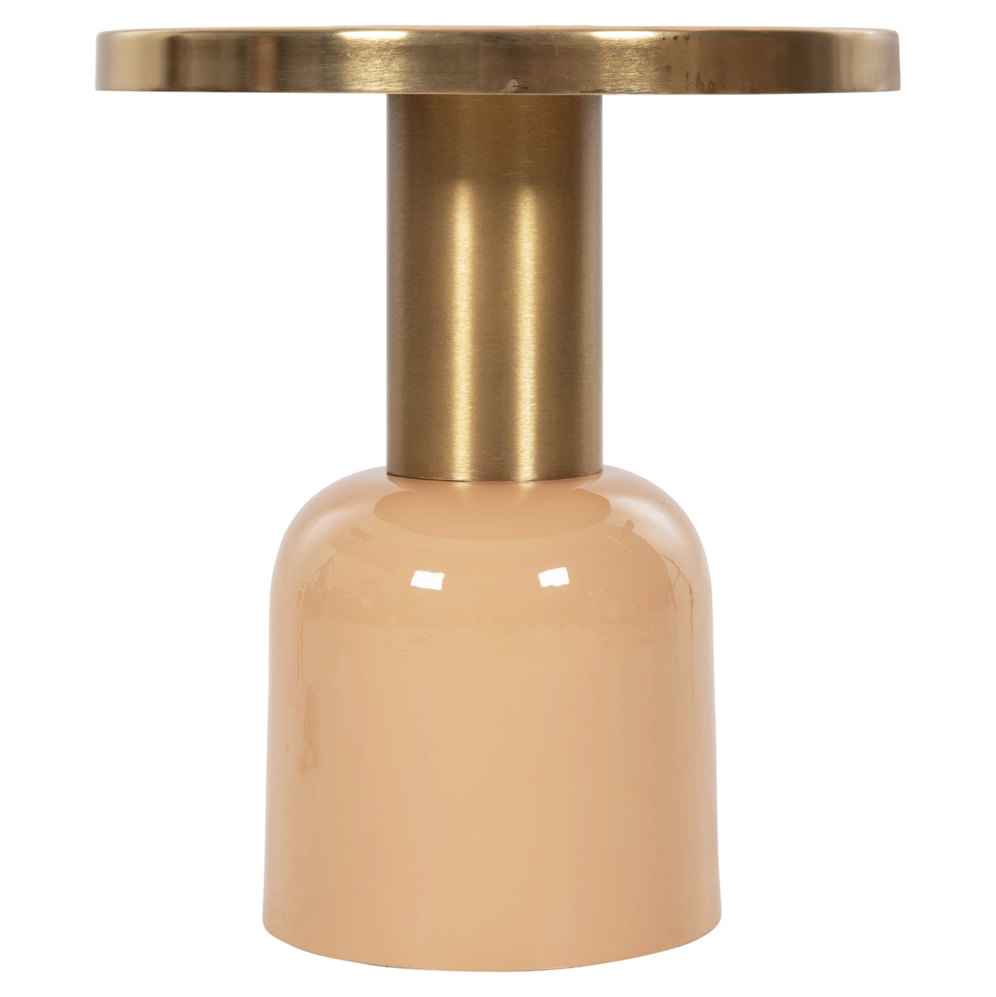 Side Table Erode Hm4249.08 Metal In Warm Pink-gold-beige Φ40,5x45,5hcm.