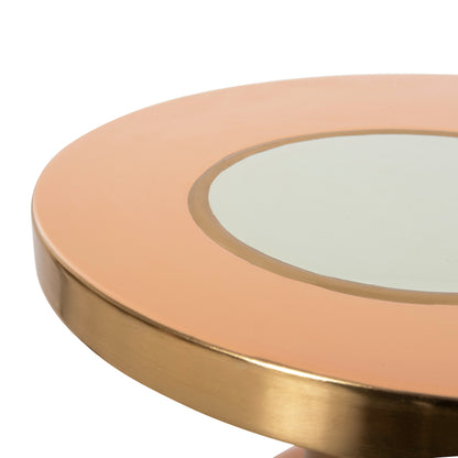 Side Table Erode Hm4249.08 Metal In Warm Pink-gold-beige Φ40,5x45,5hcm.