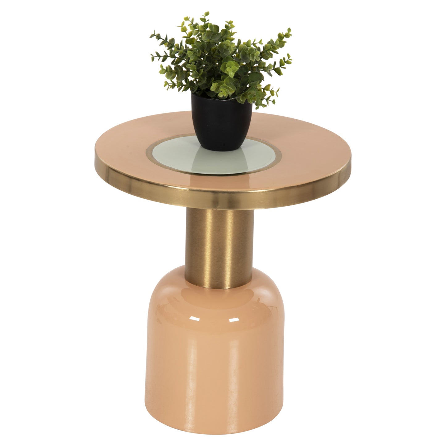 Side Table Erode Hm4249.08 Metal In Warm Pink-gold-beige Φ40,5x45,5hcm.