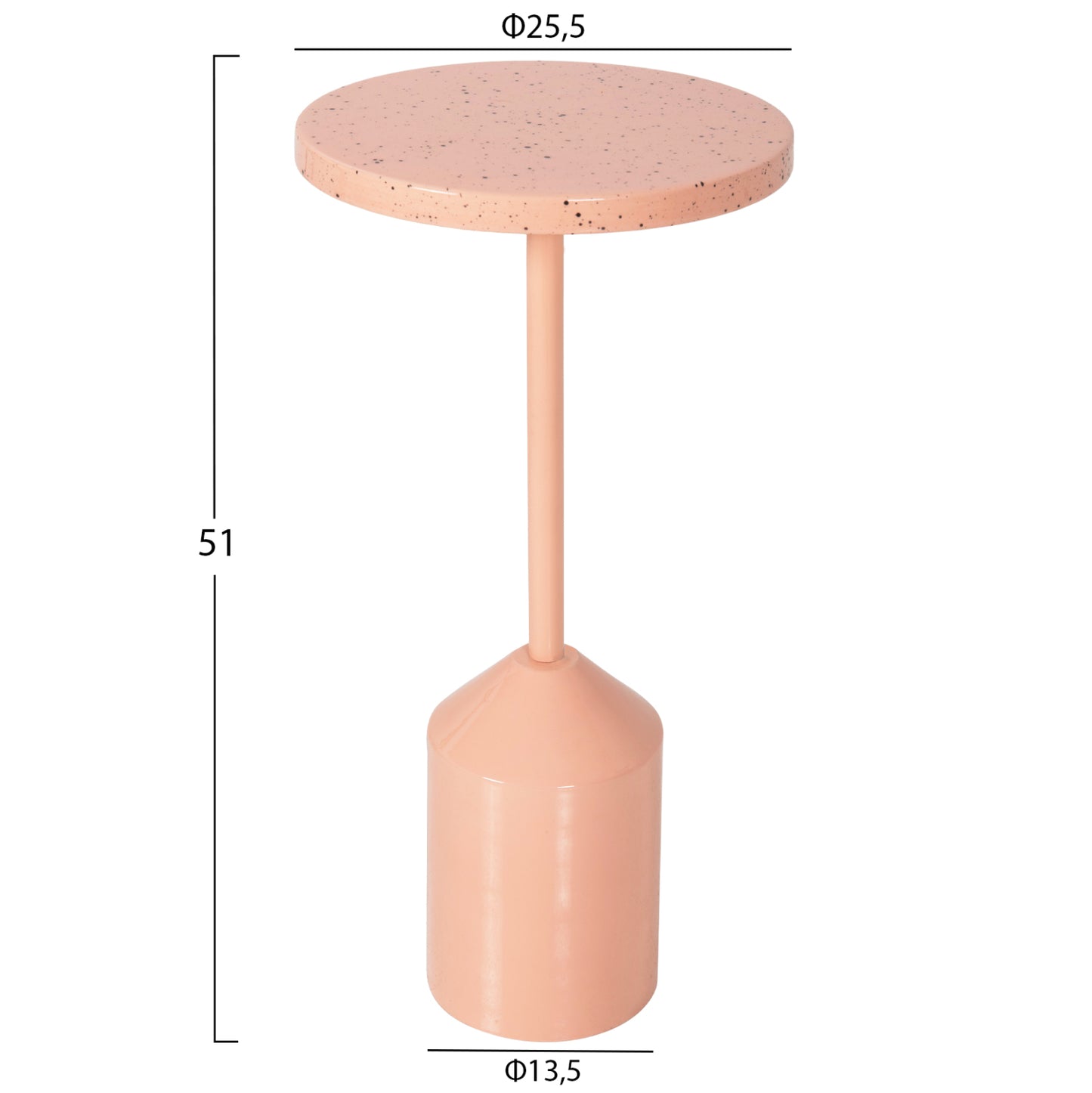 Side Table Bombay Hm4251.08 Metal In Salmon Color With Dotted Tabletop Φ25,5x51hcm.