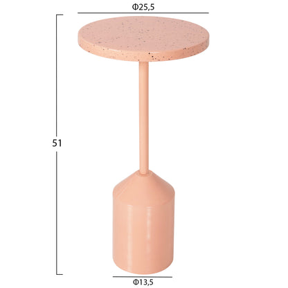Side Table Bombay Hm4251.08 Metal In Salmon Color With Dotted Tabletop Φ25,5x51hcm.