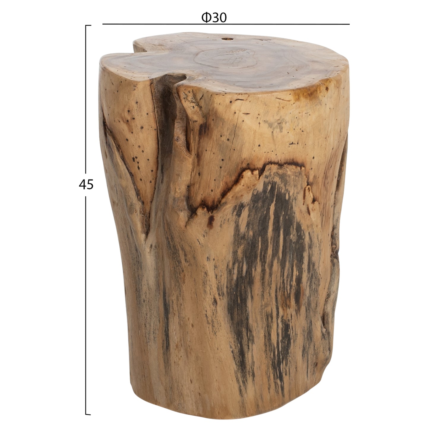 Stump Side Table Tronco Fb99374 Solid Teak Trunk Natural Φ30-35x45