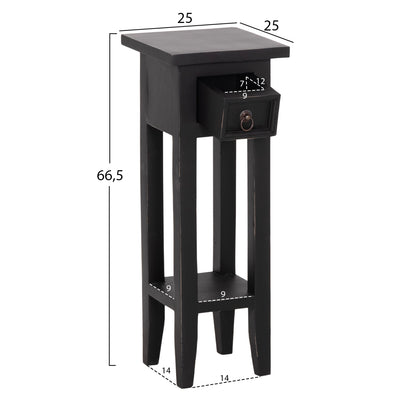 Side Table Ramu Hm9484.02 Mahogany Wood With A Drawer In Black 25x25x66,5hcm.