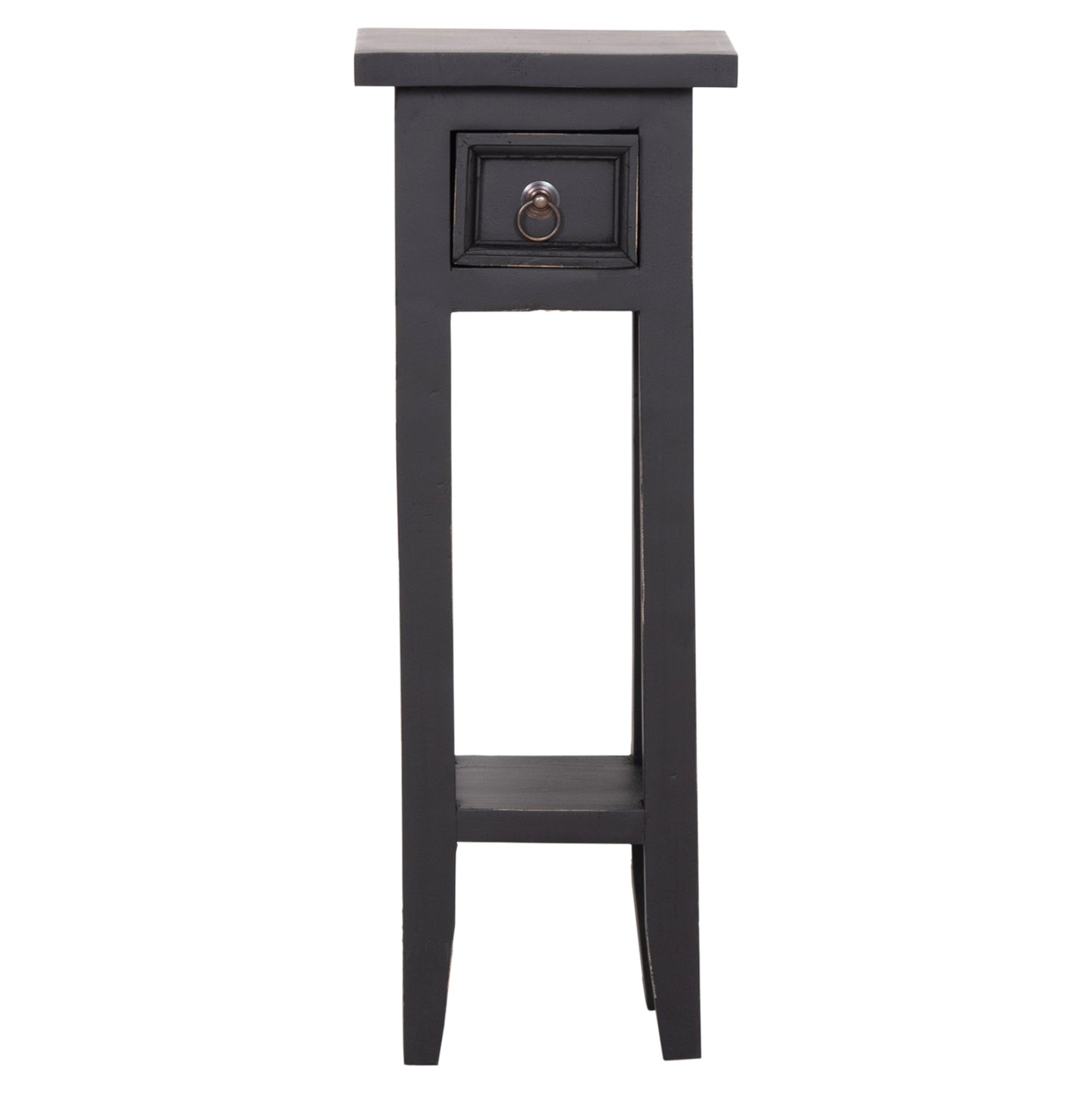 Side Table Ramu Hm9484.02 Mahogany Wood With A Drawer In Black 25x25x66,5hcm.