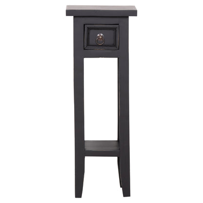 Side Table Ramu Hm9484.02 Mahogany Wood With A Drawer In Black 25x25x66,5hcm.