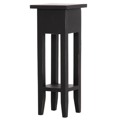 Side Table Ramu Hm9484.02 Mahogany Wood With A Drawer In Black 25x25x66,5hcm.