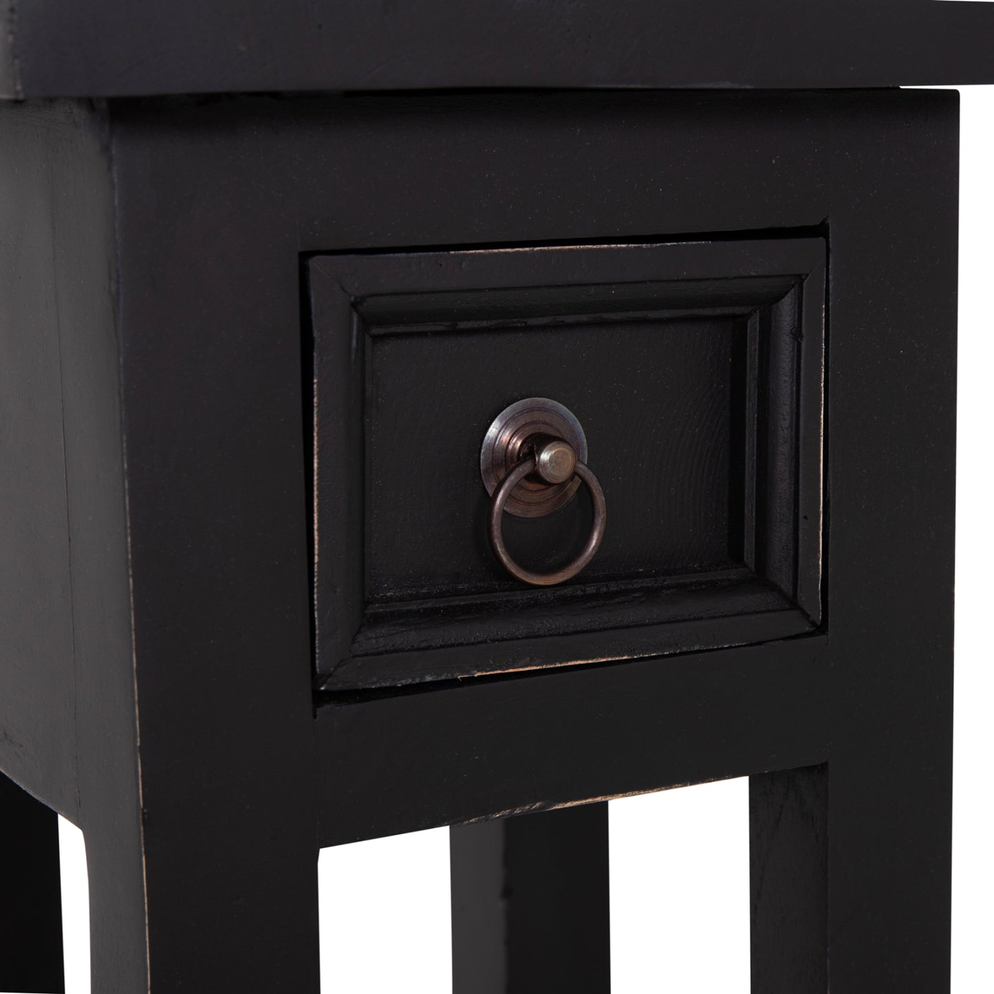 Side Table Ramu Hm9484.02 Mahogany Wood With A Drawer In Black 25x25x66,5hcm.