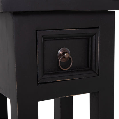 Side Table Ramu Hm9484.02 Mahogany Wood With A Drawer In Black 25x25x66,5hcm.