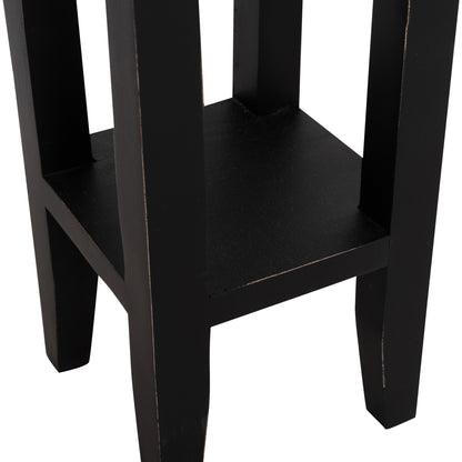 Side Table Ramu Hm9484.02 Mahogany Wood With A Drawer In Black 25x25x66,5hcm.
