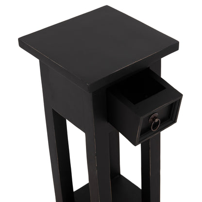Side Table Ramu Hm9484.02 Mahogany Wood With A Drawer In Black 25x25x66,5hcm.