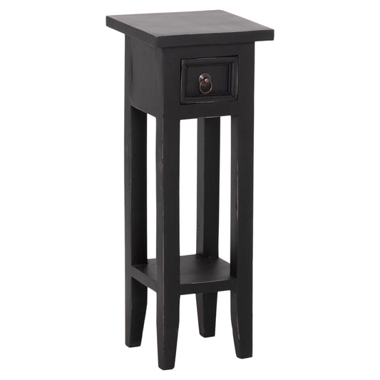Side Table Ramu Hm9484.02 Mahogany Wood With A Drawer In Black 25x25x66,5hcm.