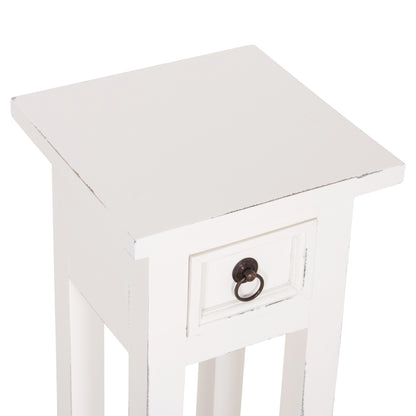 Side Table Ramu Hm9484.03 Mahogany Wood With A Drawer In White 25x25x66.5hcm.