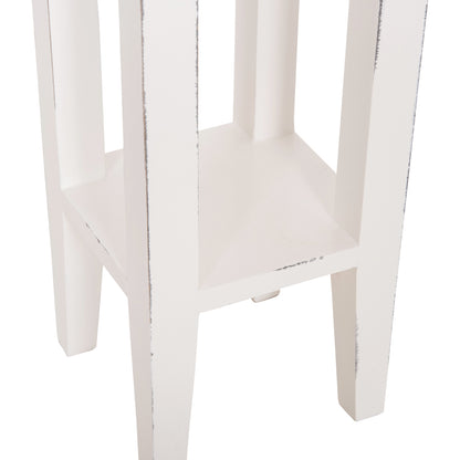 Side Table Ramu Hm9484.03 Mahogany Wood With A Drawer In White 25x25x66.5hcm.