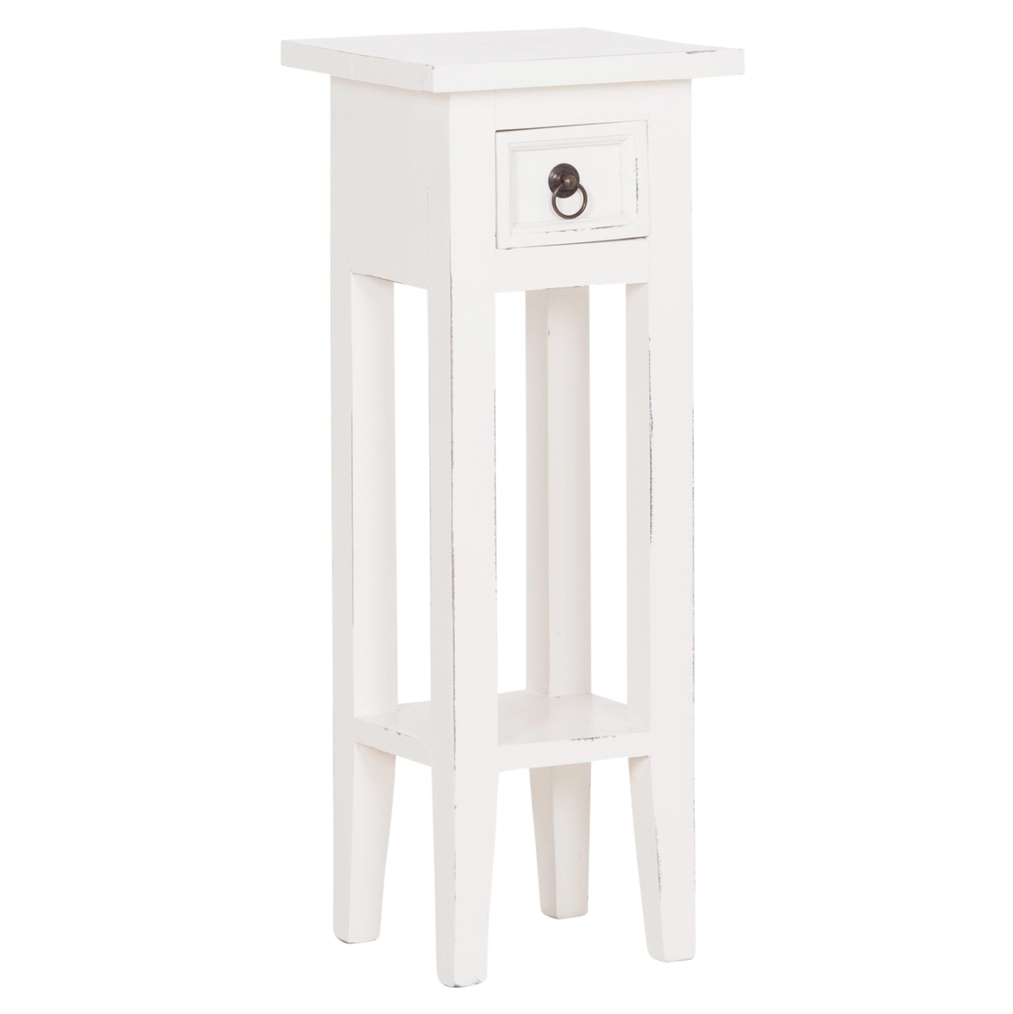 Side Table Ramu Hm9484.03 Mahogany Wood With A Drawer In White 25x25x66.5hcm.