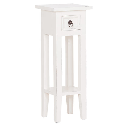 Side Table Ramu Hm9484.03 Mahogany Wood With A Drawer In White 25x25x66.5hcm.