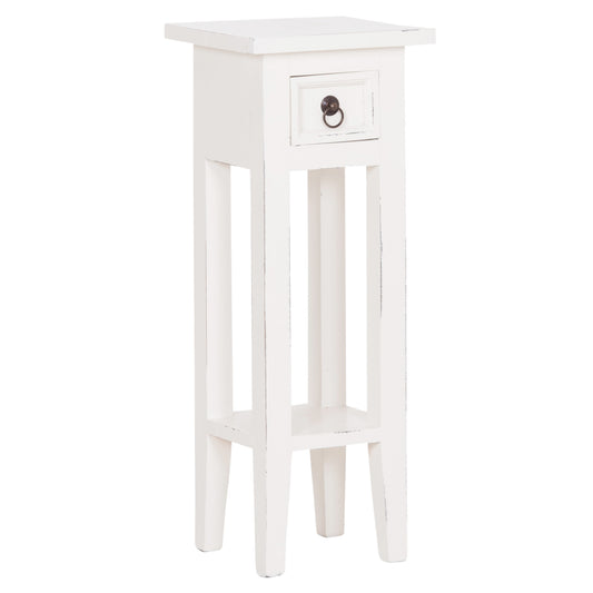Side Table Ramu Hm9484.03 Mahogany Wood With A Drawer In White 25x25x66.5hcm.