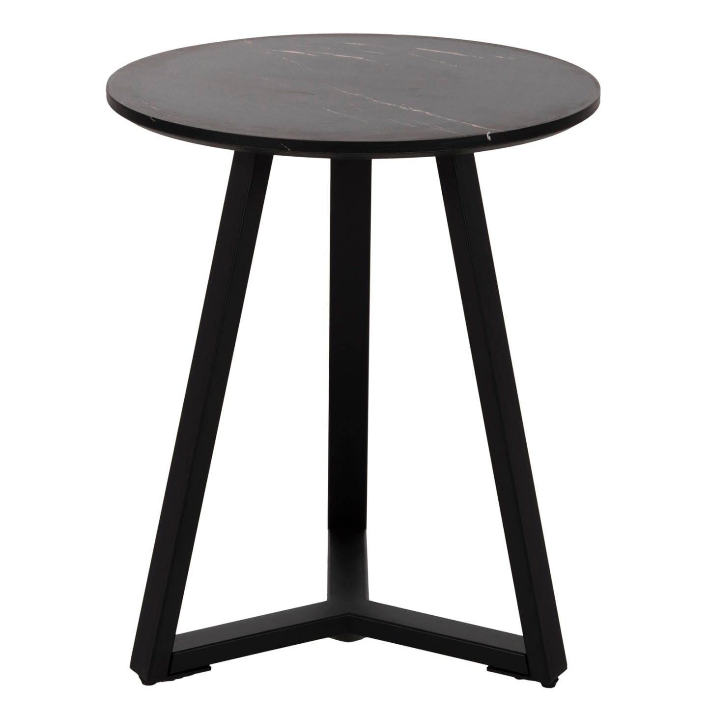 Side Table Hm9587.01 Mdf Black Marble-black Metal Base Φ45x55hcm.