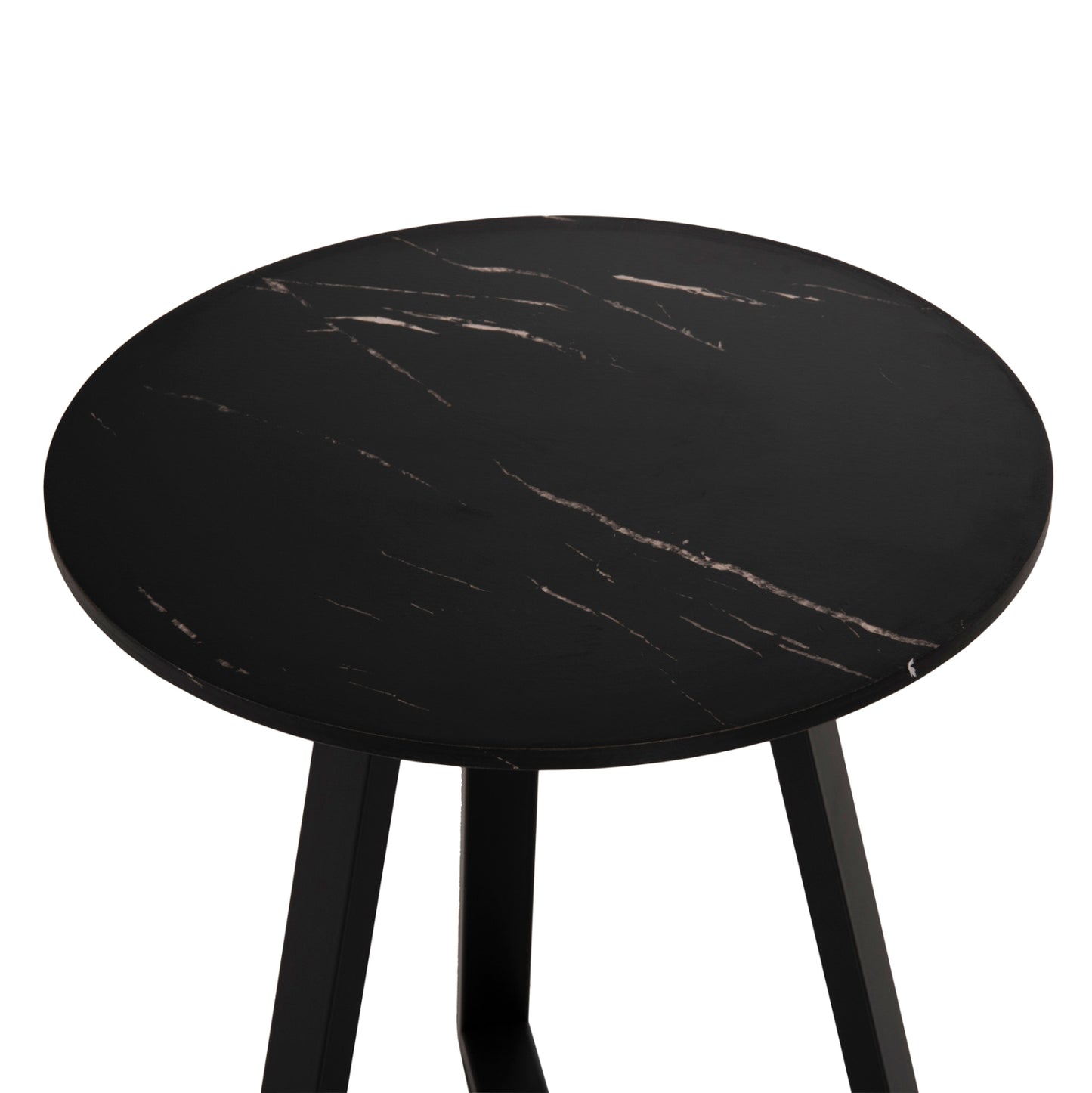 Side Table Hm9587.01 Mdf Black Marble-black Metal Base Φ45x55hcm.