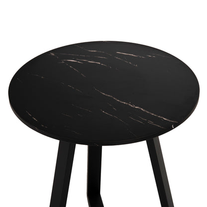 Side Table Hm9587.01 Mdf Black Marble-black Metal Base Φ45x55hcm.