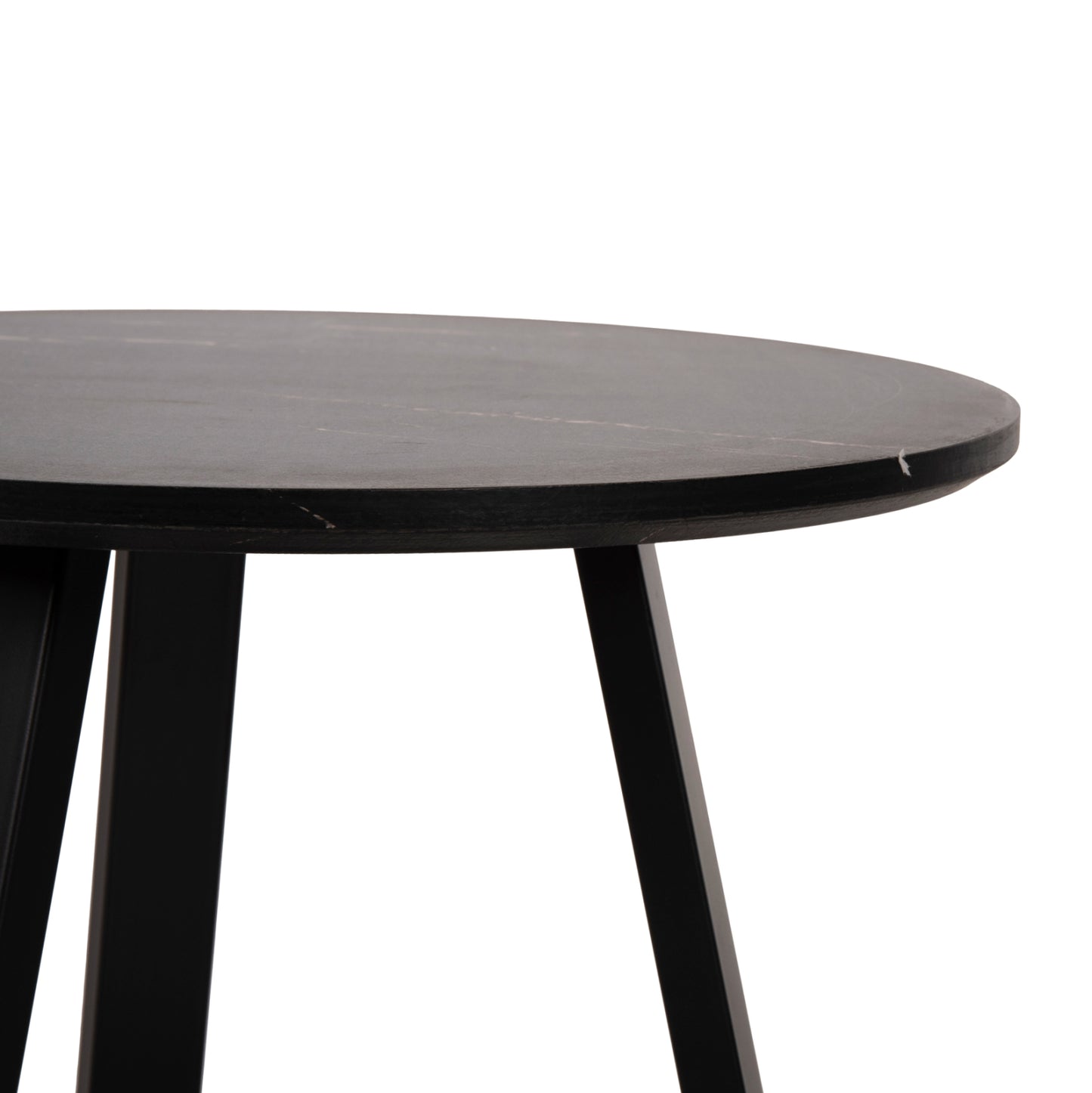 Side Table Hm9587.01 Mdf Black Marble-black Metal Base Φ45x55hcm.