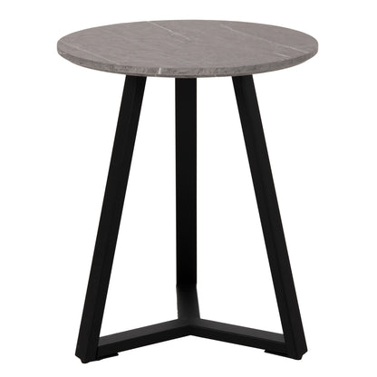 Side Table Hm9587.02 Mdf Grey Marble-black Metal Base Φ45x55hcm.
