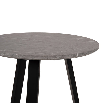 Side Table Hm9587.02 Mdf Grey Marble-black Metal Base Φ45x55hcm.