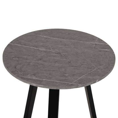 Side Table Hm9587.02 Mdf Grey Marble-black Metal Base Φ45x55hcm.