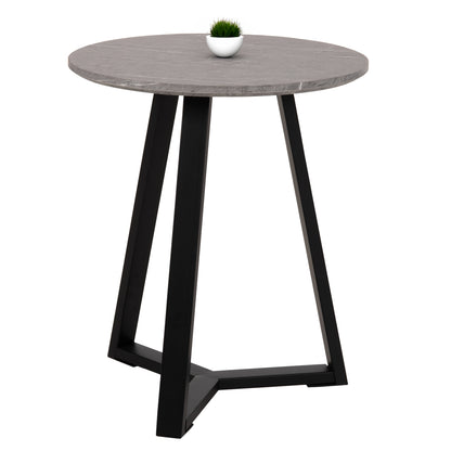 Side Table Hm9587.02 Mdf Grey Marble-black Metal Base Φ45x55hcm.