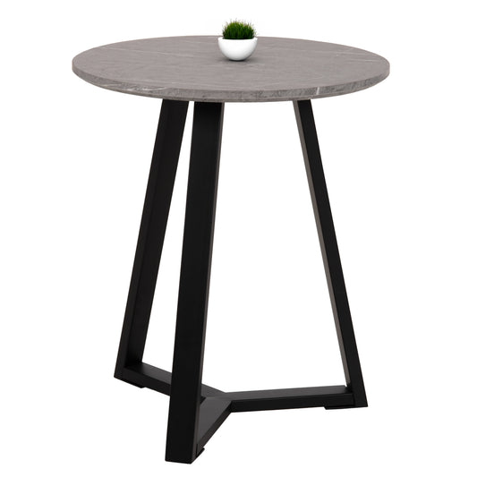 Side Table Hm9587.02 Mdf Grey Marble-black Metal Base Φ45x55hcm.