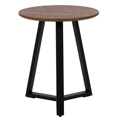Side Table Hm9587.04 Mdf In Walnut-black Metal Base Φ45x55hcm.