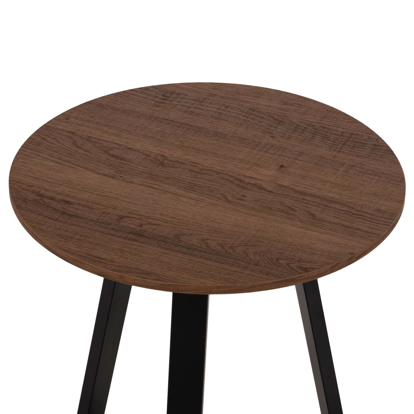 Side Table Hm9587.04 Mdf In Walnut-black Metal Base Φ45x55hcm.