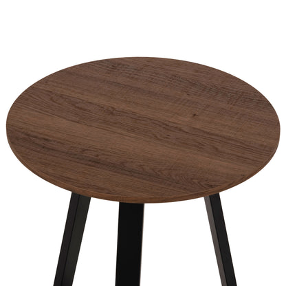 Side Table Hm9587.04 Mdf In Walnut-black Metal Base Φ45x55hcm.
