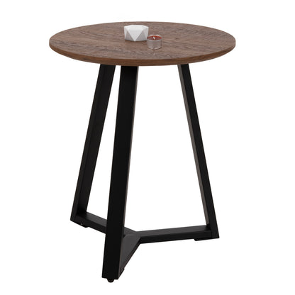 Side Table Hm9587.04 Mdf In Walnut-black Metal Base Φ45x55hcm.