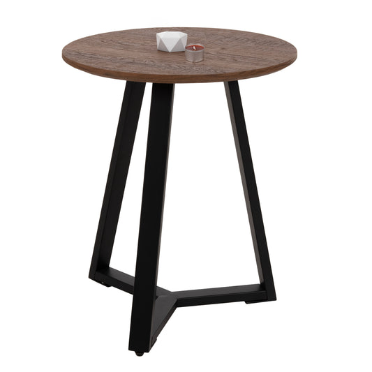 Side Table Hm9587.04 Mdf In Walnut-black Metal Base Φ45x55hcm.