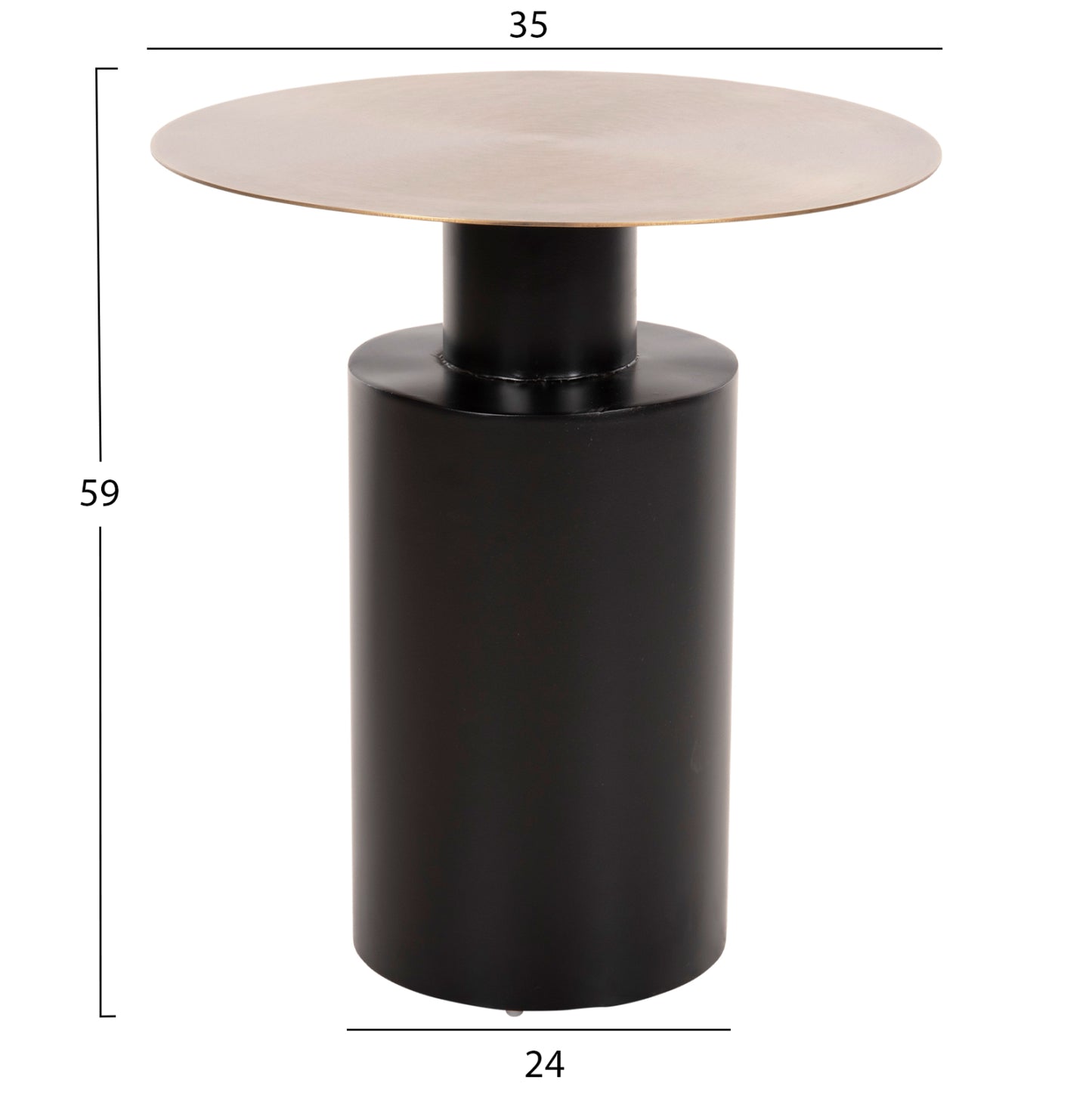 Side Table Round Cutty Hm9723 Metal In Black & Antique Brass Φ51Χ55,5hcm.