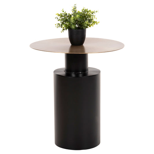 Side Table Round Cutty Hm9723 Metal In Black & Antique Brass Φ51Χ55,5hcm.