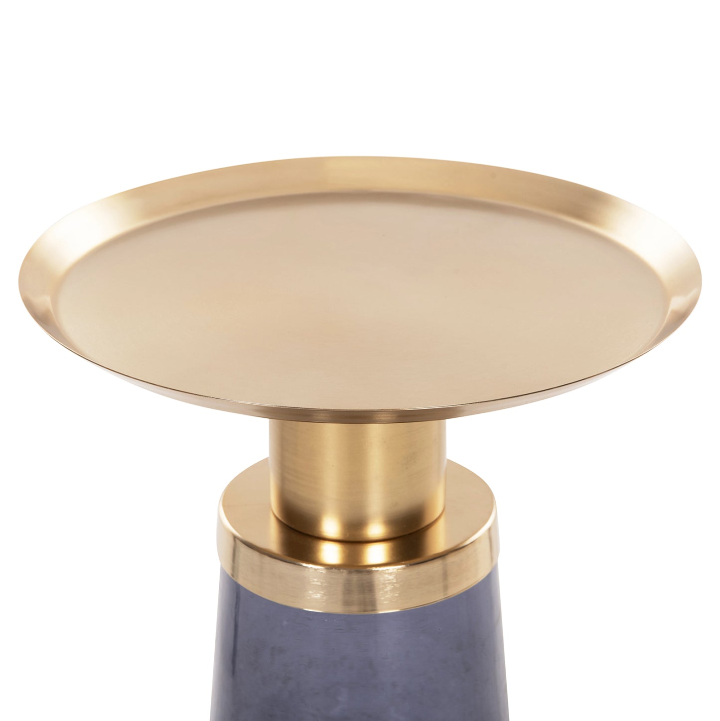 Side Table Ballin Hm9725 Blue Glass-metal In Gold Φ37,5x49,5hcm.