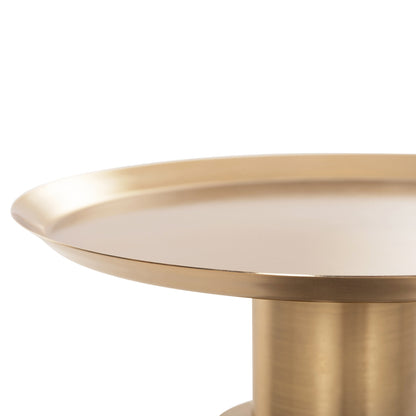 Side Table Ballin Hm9725 Blue Glass-metal In Gold Φ37,5x49,5hcm.
