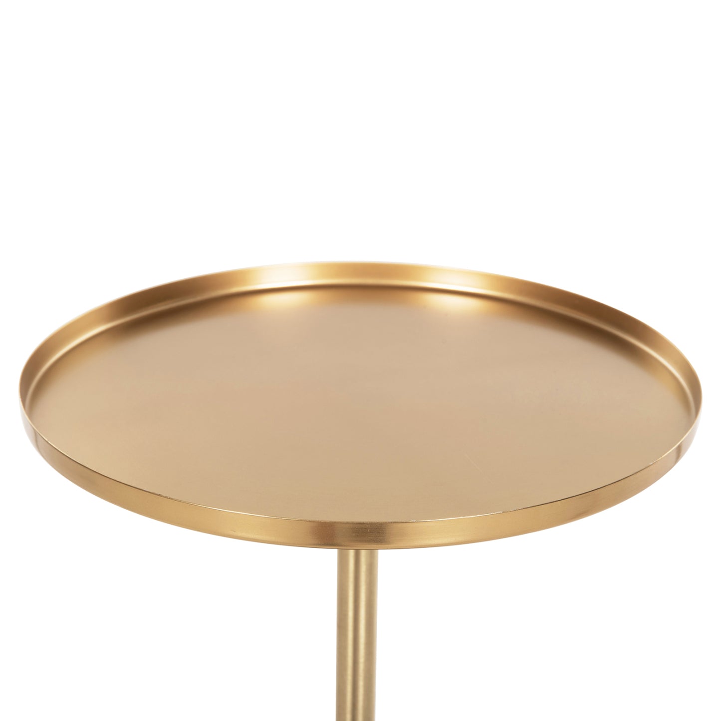 Side Table Round Kappur Hm9726 Mango Wood In Walnut Color-metal In Gold Φ38x62hcm.