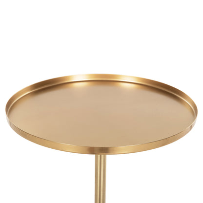 Side Table Round Kappur Hm9726 Mango Wood In Walnut Color-metal In Gold Φ38x62hcm.