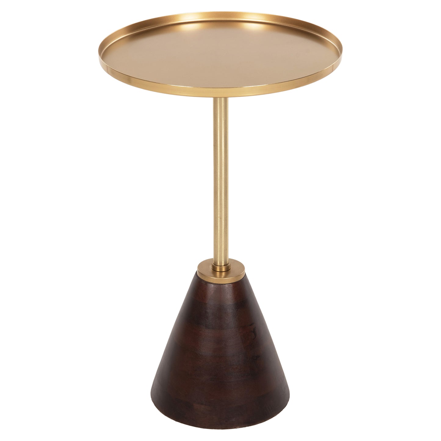 Side Table Round Kappur Hm9726 Mango Wood In Walnut Color-metal In Gold Φ38x62hcm.