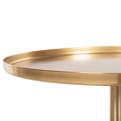 Side Table Round Kappur Hm9726 Mango Wood In Walnut Color-metal In Gold Φ38x62hcm.