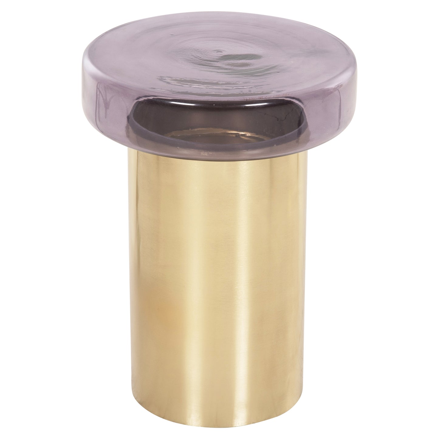 Side Table Round Carmo Hm9728 Purple Glass Top-gold Metal Base Φ39Χ54hcm.