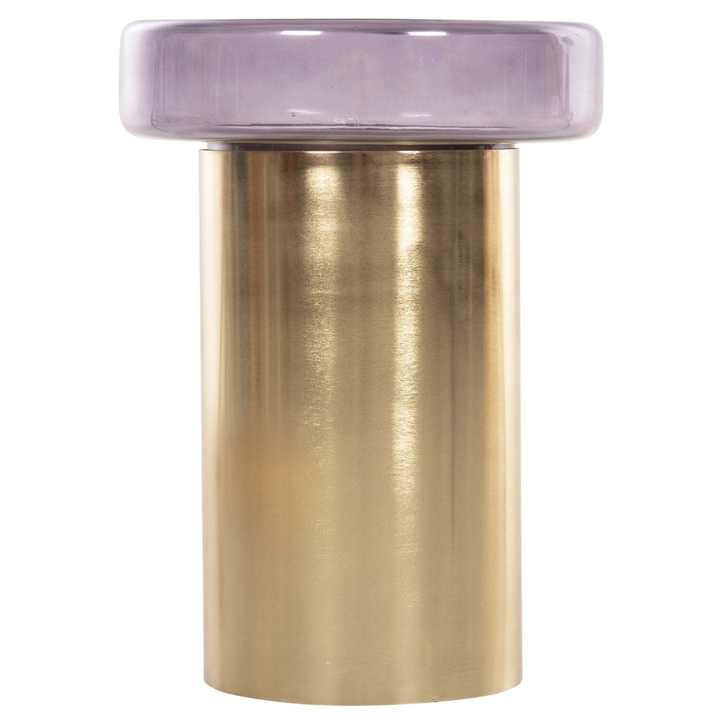 Side Table Round Carmo Hm9728 Purple Glass Top-gold Metal Base Φ39Χ54hcm.