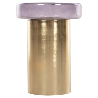 Side Table Round Carmo Hm9728 Purple Glass Top-gold Metal Base Φ39Χ54hcm.