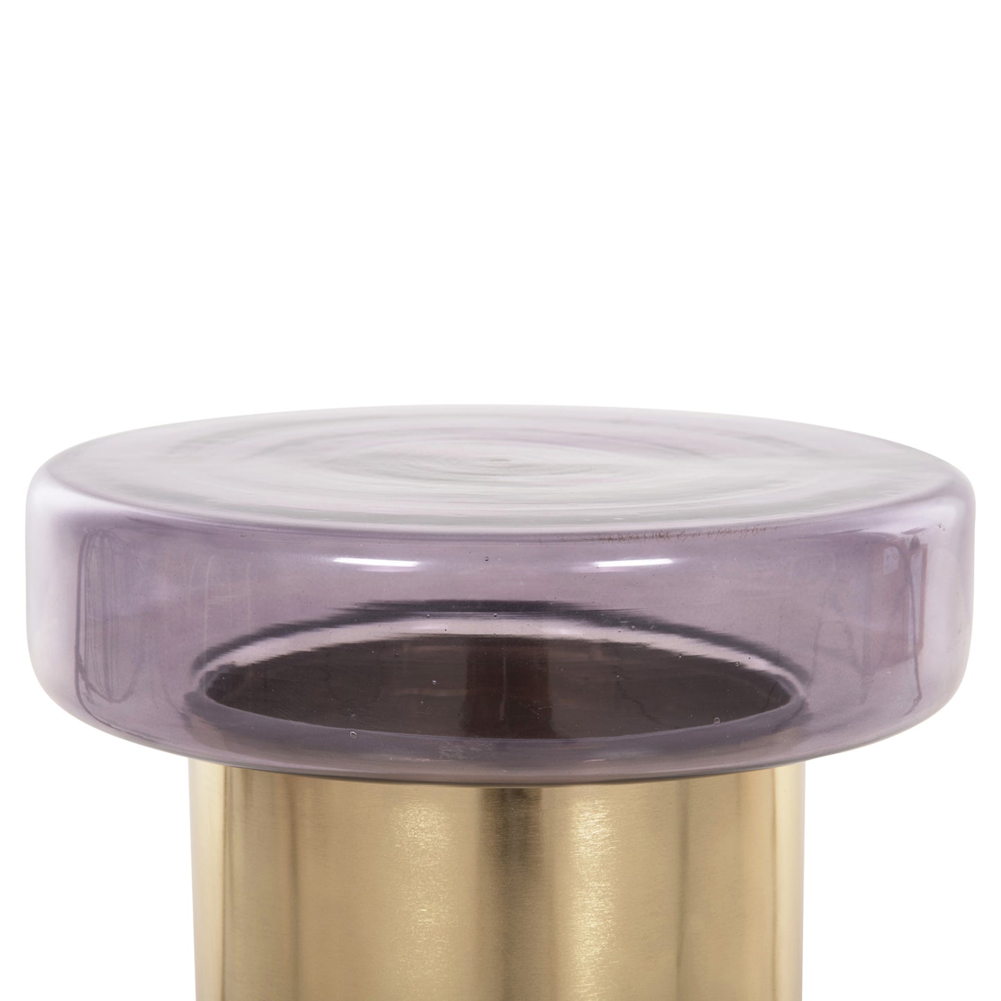 Side Table Round Carmo Hm9728 Purple Glass Top-gold Metal Base Φ39Χ54hcm.
